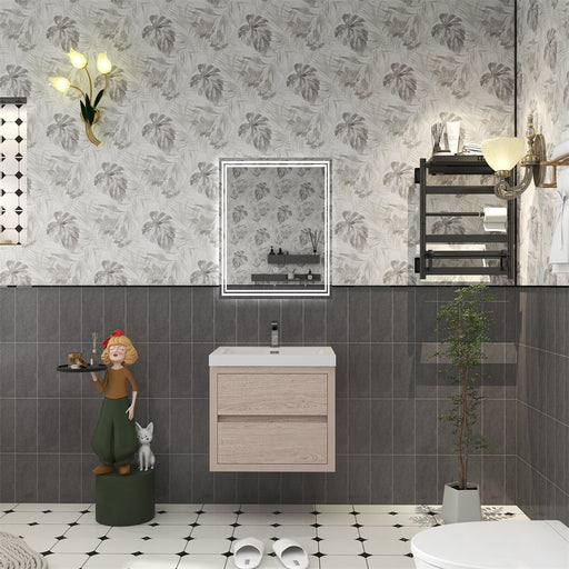 Louis 24" Floating Bathroom Vanity - Pink Wood