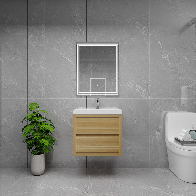 Louis 24" Floating Bathroom Vanity - Champagne Oak