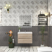 Louis 30" Floating Bathroom Vanity - White Oak