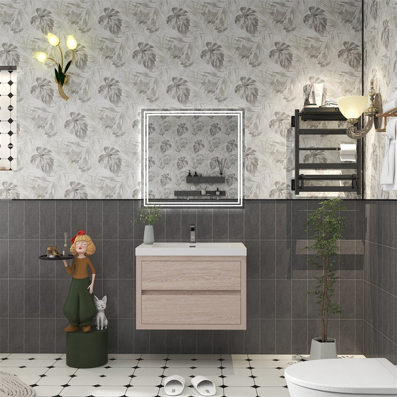 Louis 30" Floating Bathroom Vanity - Pink Wood