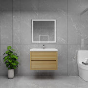 Louis 30" Floating Bathroom Vanity - Champagne Oak