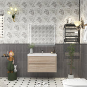 Louis 36" Floating Bathroom Vanity - White Oak