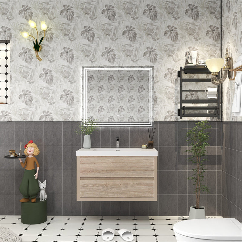 Louis 36" Floating Bathroom Vanity - White Oak