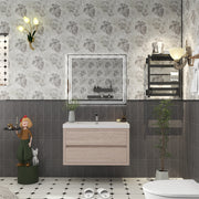 Louis 36" Floating Bathroom Vanity - Pink Wood