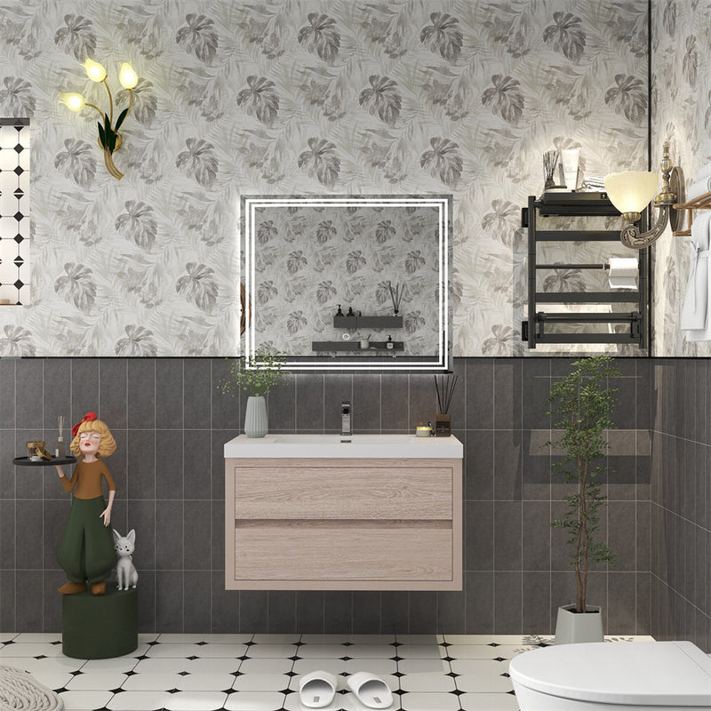 Louis 36" Floating Bathroom Vanity - Pink Wood