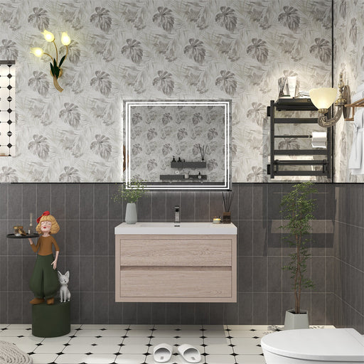 Louis 36" Floating Bathroom Vanity - Pink Wood