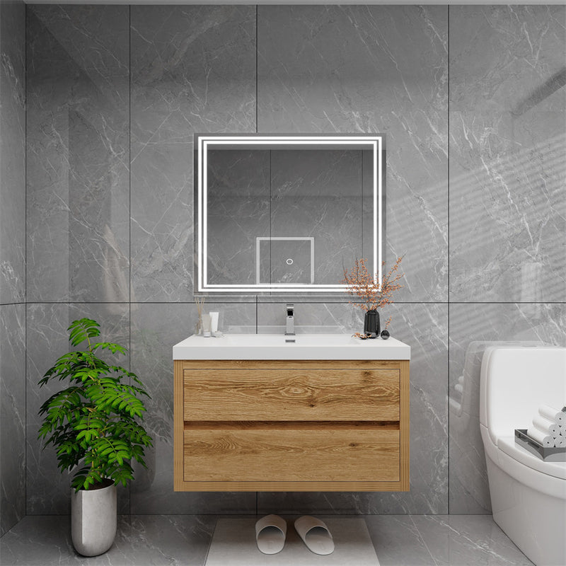 Louis 36" Floating Bathroom Vanity - Yellow Wood