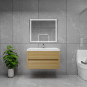 Louis 36" Floating Bathroom Vanity - Champagne Oak