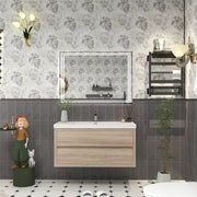 Louis 42" Floating Bathroom Vanity - White Oak