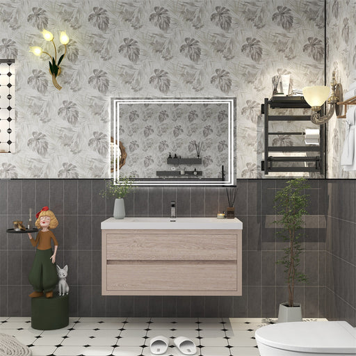 Louis 42" Floating Bathroom Vanity - Pink Wood