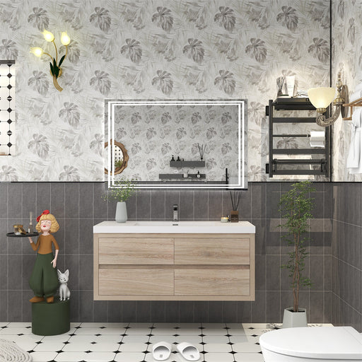 Louis 48" Floating Bathroom Vanity - White Oak
