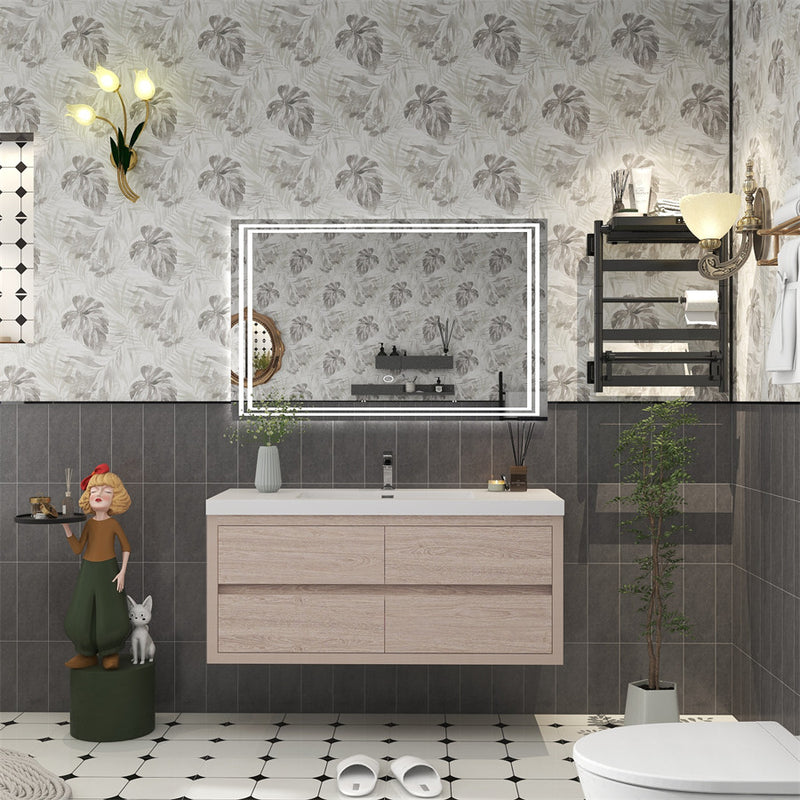 Louis 48" Floating Bathroom Vanity - Pink Wood