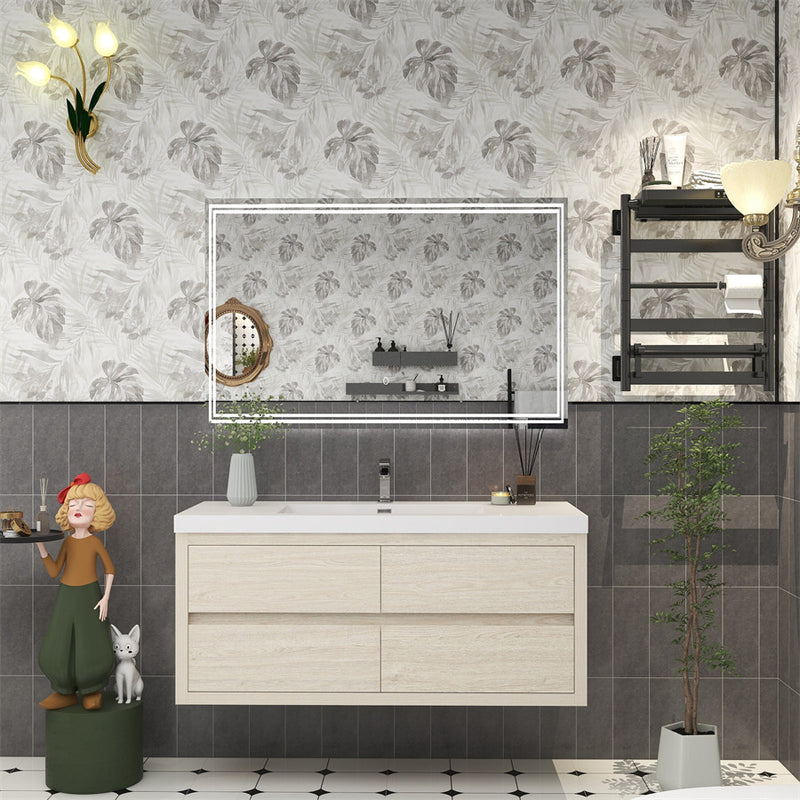 Louis 48" Floating Bathroom Vanity - Light Wood