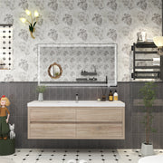 Louis 60" Floating Bathroom Vanity Single Sink - White Oak