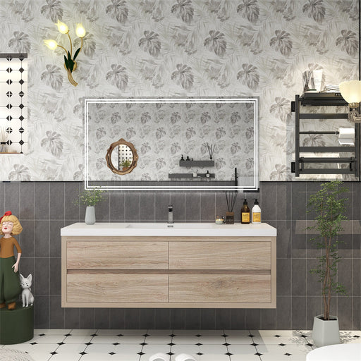 Louis 60" Floating Bathroom Vanity Single Sink - White Oak