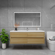 Louis 60" Floating Bathroom Vanity Single Sink - Champagne Oak