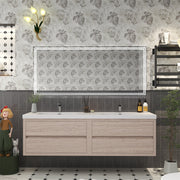 Louis 72" Floating Bathroom Vanity Double Sink - Pink Wood