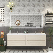 Louis 72" Floating Bathroom Vanity Double Sink - Light Wood