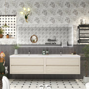 Louis 84" Floating Bathroom Vanity Double Sink - Light Wood