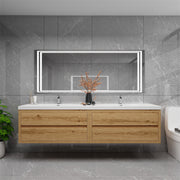 Louis 84" Floating Bathroom Vanity Double Sink - Yellow Wood