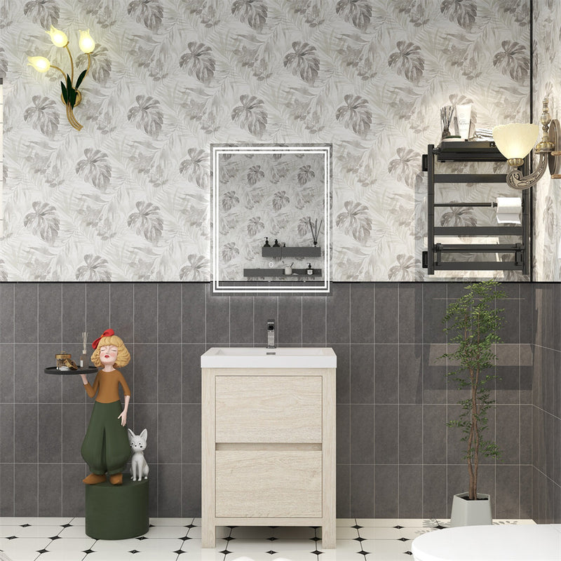 Louis 24" Freestanding Bathroom Vanity - Light Wood