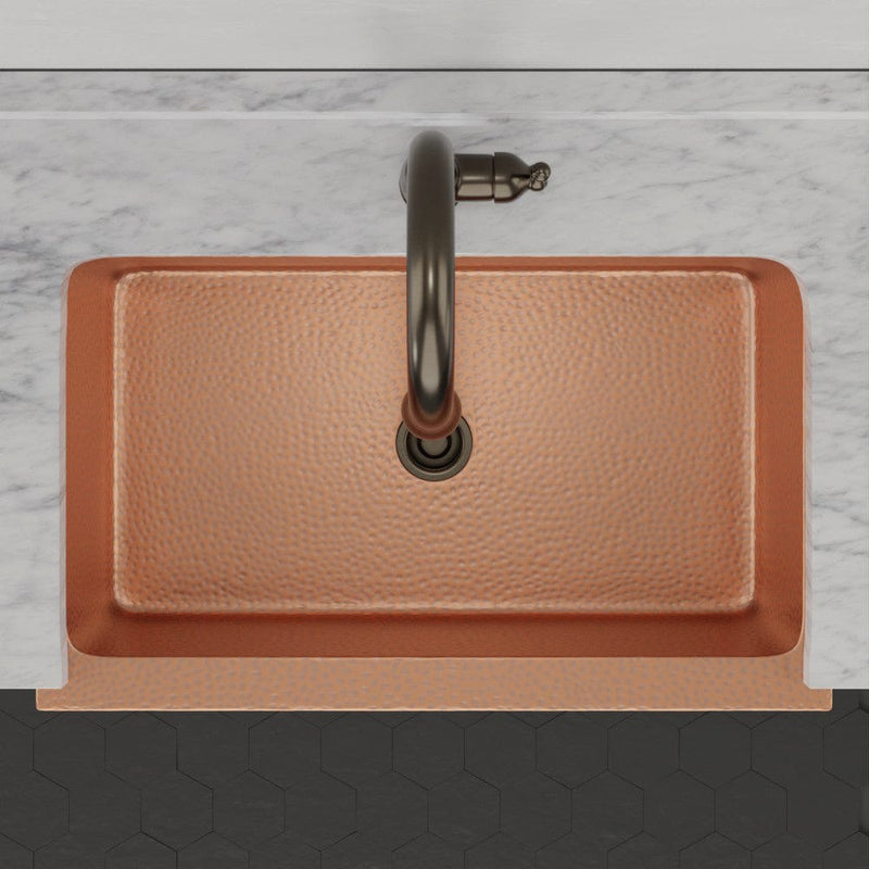 36" Atoka Hammered Copper Single-Bowl Farmhouse Sink