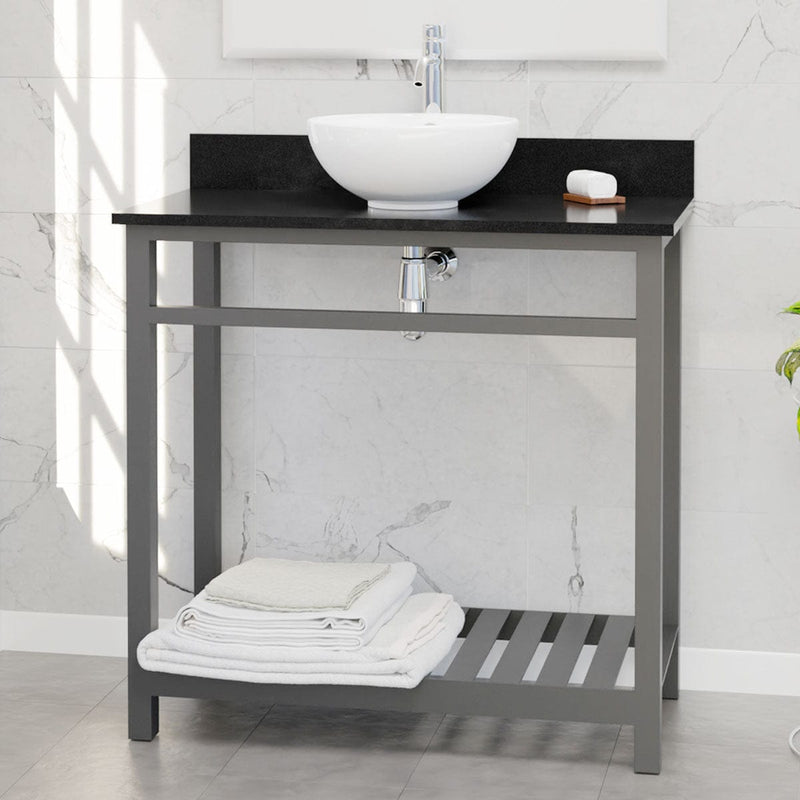 36" Bidley Steel Console with Towel Bar for Vessel Sink