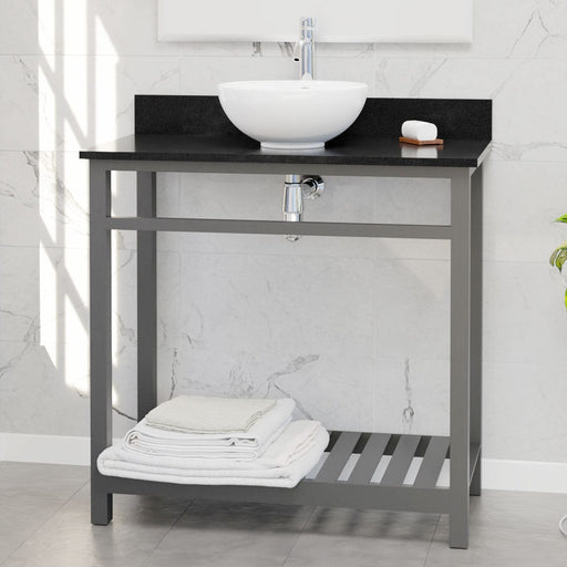 36" Bidley Steel Console with Towel Bar for Vessel Sink