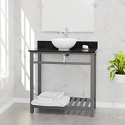 36" Bidley Steel Console with Towel Bar for Vessel Sink