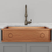 36" Galor Copper Single-Bowl Farmhouse Sink with Rings