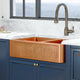 36" Ganston Copper Embossed Weave Design 60/40 Double-Bowl Farmhouse Sink