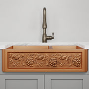 36" Lynn Copper Grape Design 60/40 Offset Double-Bowl Farmhouse Sink