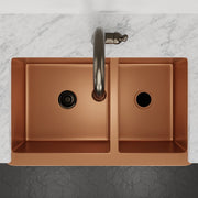 36" Lynn Copper Grape Design 60/40 Offset Double-Bowl Farmhouse Sink
