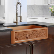 36" Lynn Copper Grape Design Single-Bowl Farmhouse Sink