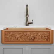 36" Lynn Copper Grape Design Single-Bowl Farmhouse Sink