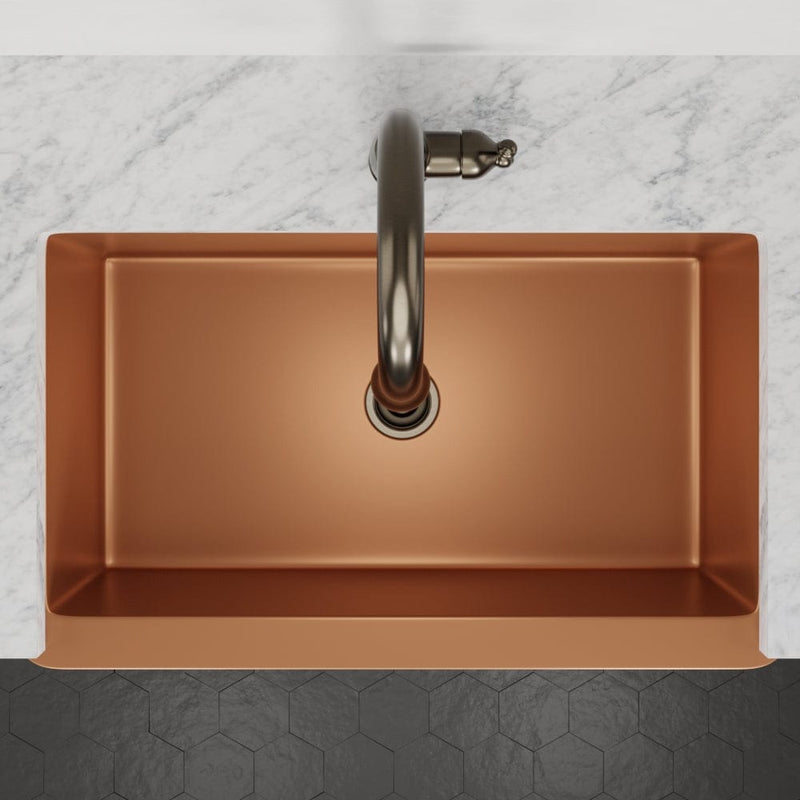 36" Lynn Copper Grape Design Single-Bowl Farmhouse Sink