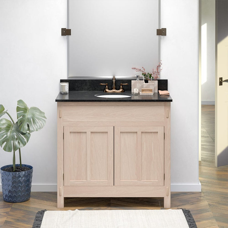 Magnus 138852 36" Narrow Mission Unfinished Red Oak Vanity for Undermount Sink - 34" Height