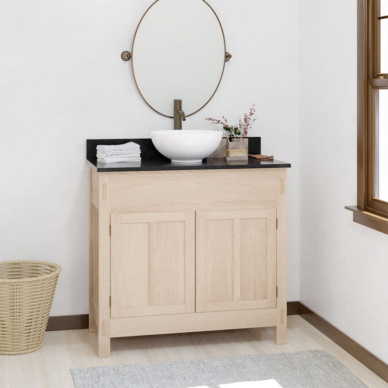 Magnus 138855 36" Narrow Mission Unfinished Red Oak Vanity for Vessel Sink - 34" Height