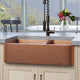 36" Sinclair Hammered Copper 60/40 Offset Double-Bowl Farmhouse Sink