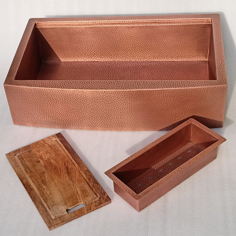 36" Sloane Hammered Copper Workstation Farmhouse Sink