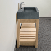 36" Toxey Rectangular Cast Concrete Vessel Sink with Wood Stand - Copper Green