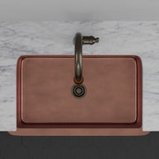 36" Verdin Single Bowl Hammered Copper Farmhouse Sink - Antique Copper Interior with Dark Copper Exterior