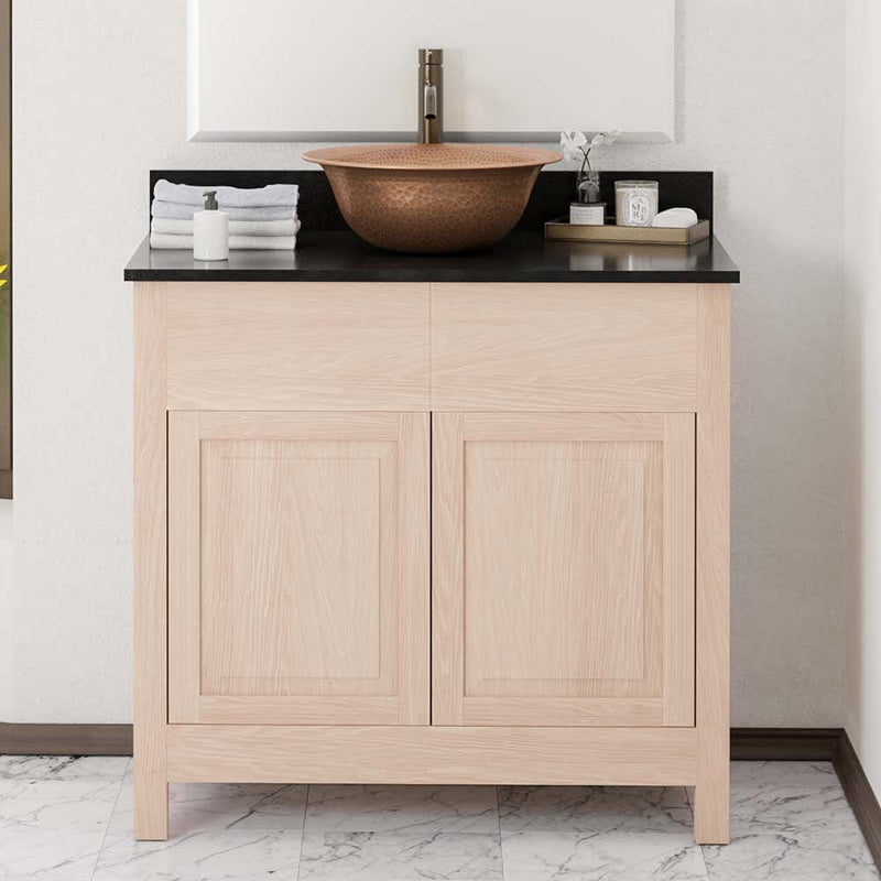 Magnus 138919 36" Vippis Unfinished Red Oak Raised Panel Vanity for Vessel Sink - 34" Height