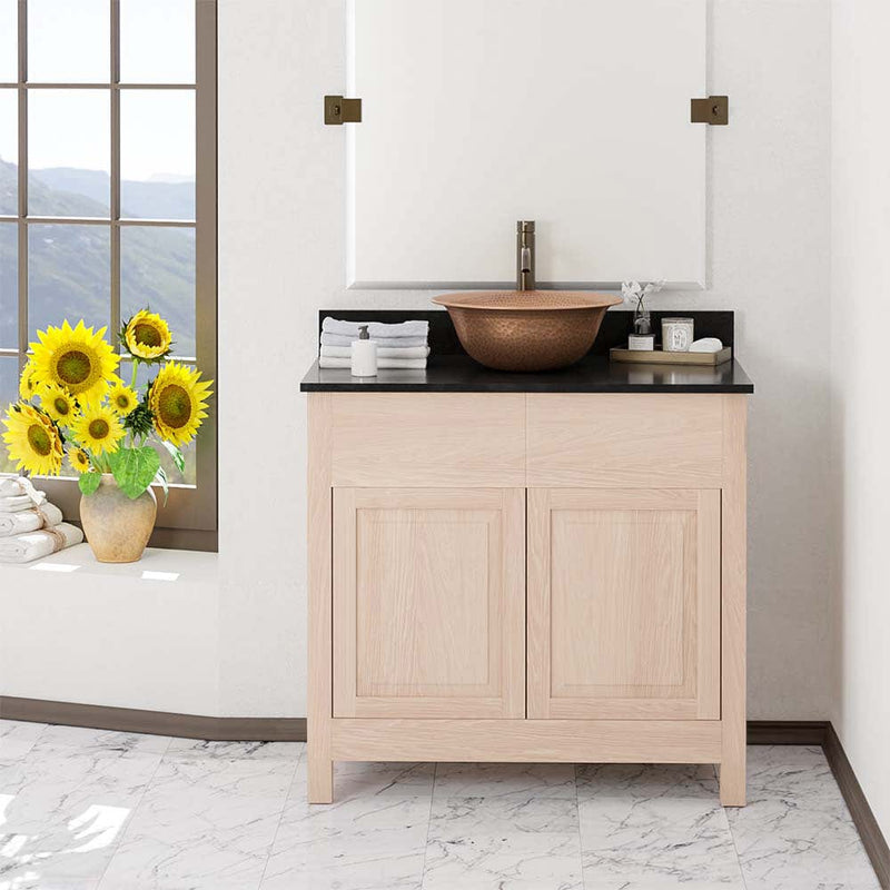 Magnus 138919 36" Vippis Unfinished Red Oak Raised Panel Vanity for Vessel Sink - 34" Height