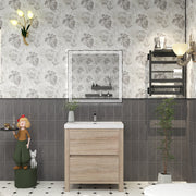 Louis 30" Freestanding Bathroom Vanity - White Oak