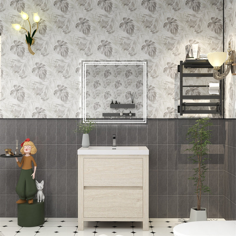 Louis 30" Freestanding Bathroom Vanity - Light Wood
