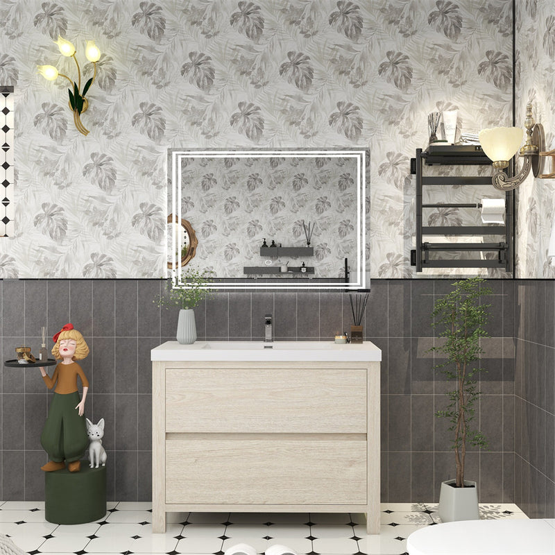 Louis 42" Freestanding Bathroom Vanity - Light Wood