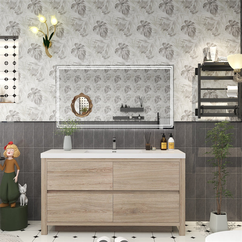 Louis 60" Freestanding Bathroom Vanity Single Sink - White Oak