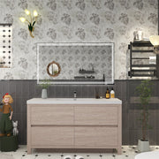 Louis 60" Freestanding Bathroom Vanity Single Sink - Pink Wood