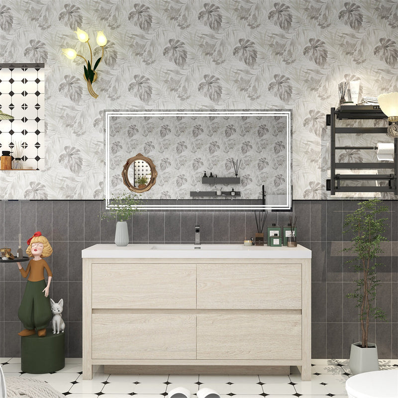 Louis 60" Freestanding Bathroom Vanity Single Sink - Light Wood